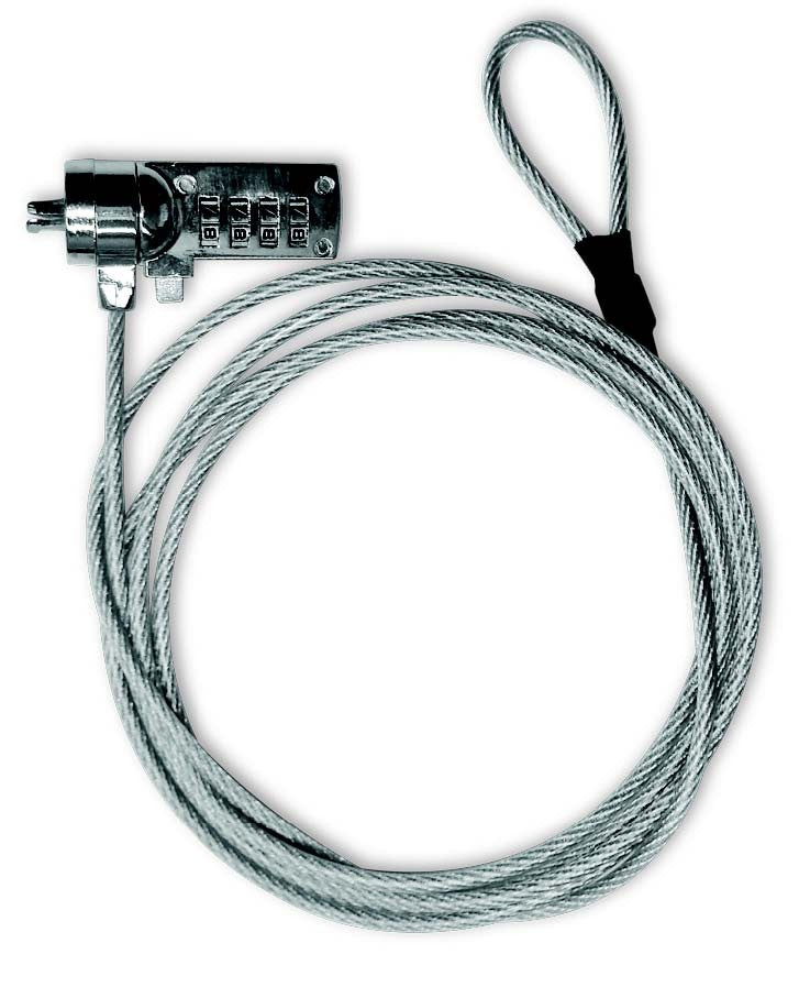 Xtech XTA-110 cable antirrobo Plata 1.8 m, Cerradura con combinación, PVC, Zinc de acero