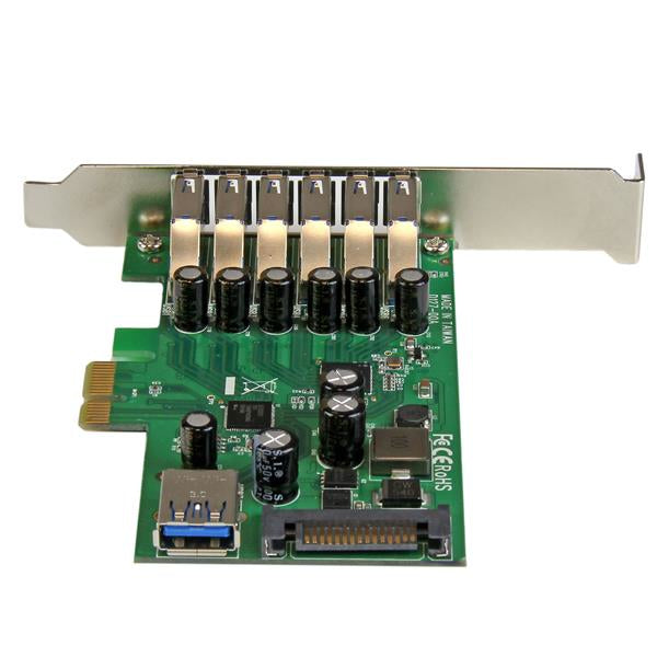 StarTech.com Adaptador tarjeta PCI Express de 7 puertos USB 3.0 con perfil bajo o completo tarjetas y adaptadores de interfaz PCIe SATA, USB 3.2 Gen 1 (3.1 Gen 1) Full-height / Low-profile 6