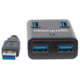 Manhattan Hub USB 3.0 de Supervelocidad hubs de interfaz USB 3.2 Gen 1 (3.1 Gen 1) Type-A USB 3.2 Gen 1 (3.1 Gen 1) Type-A 4 4