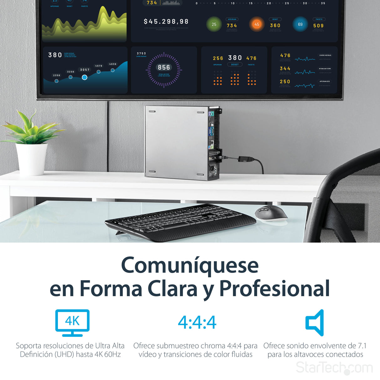 StarTech.com Adaptador Conversor DisplayPort a HDMI - 4K 60Hz Cable Derecho Derecho 0,215 m DisplayPort
