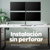 Manhattan Soporte de sobremesa para 4 monitores, pantallas 10"–27", base o abrazadera, Compatibilidad VESA: 75x75 y 100x100 mm (verifique las dimensiones de los cuatro orificios de montaje traseros), carga máxima 8 kg (cada uno), negro Monitor negro