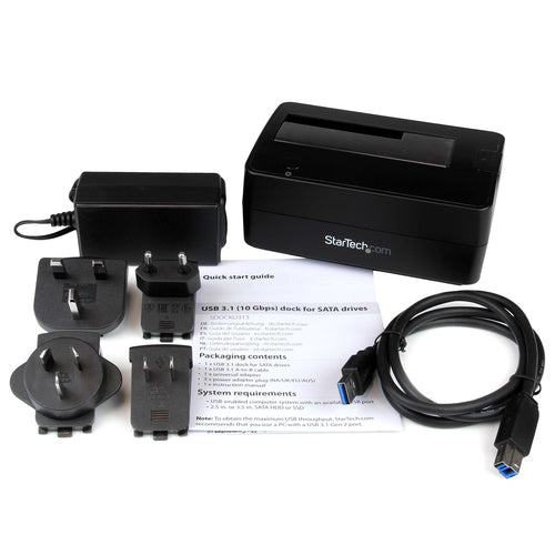 StarTech.com Docking Station USB 3.1 (10Gbps) a SATA III de 1 Bahía para Discos Duros y SSD de 2,5/3,5" - Base con 