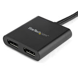 StarTech.com Hub MST de 2 Puertos DisplayPort 1.2 - Divisor Splitter DP de 2 Monitores - Adaptador DP a 2x DisplayPort 4K 30Hz - Alimentado por USB - Windows Solamente divisores de vídeo DisplayPort 2x DisplayPort 2 Negro
