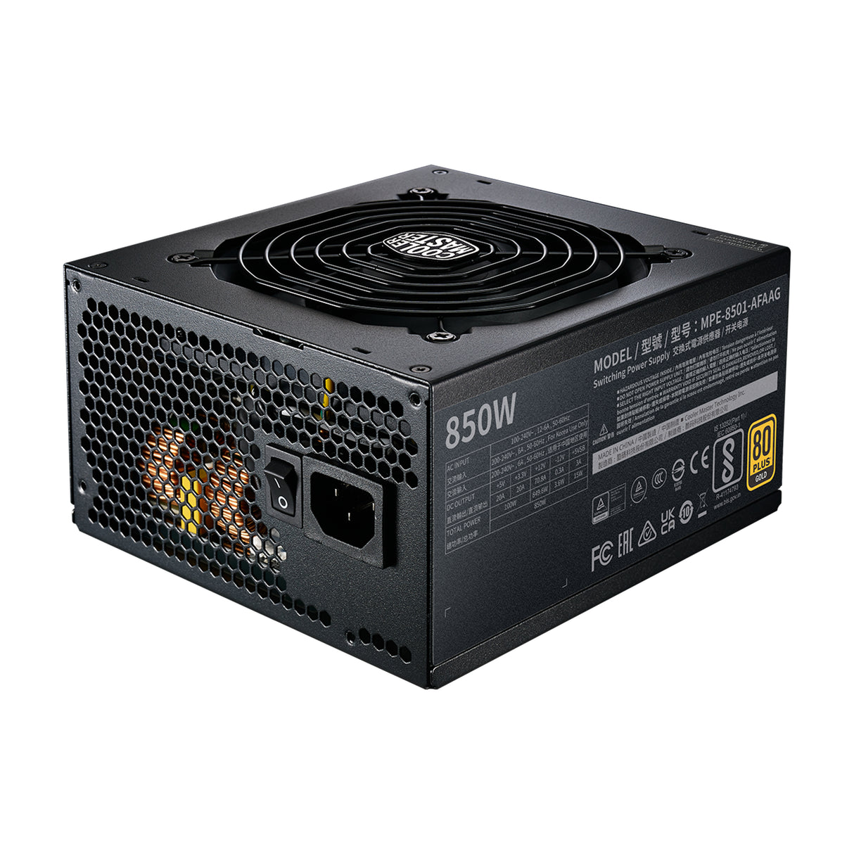 Cooler Master MWE Gold 850 V2 ATX 3.0 Ready unidad de fuente de alimentación 850 W 24-pines ATX Negro, 100 - 240 V, Acti