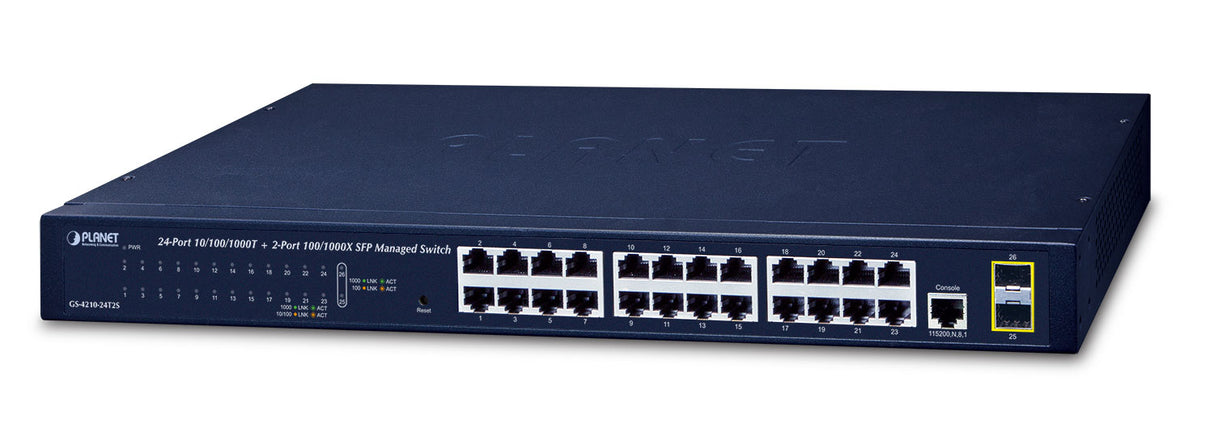 PLANET GS-4210-24T2S switch Gestionado L2 Gigabit Ethernet (10/100/1000) 1U Azul