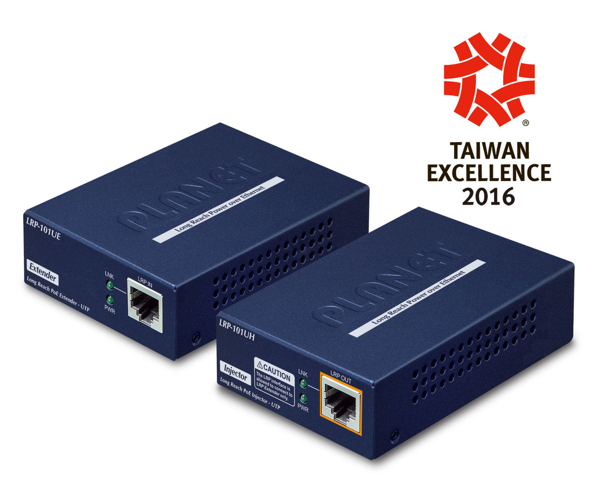 PLANET LRP-101U-KIT extensor de red Transmisor y receptor de red Azul 10, 100 Mbit/s, 500 m, IEEE 802.3, IEEE 802.3af