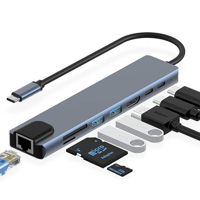 Urban Balance UB81 base para laptop o replicador de puertos Alámbrico USB 3.2 Gen 1 (3.1 Gen 1) Type-C Plata, MicroSD (T