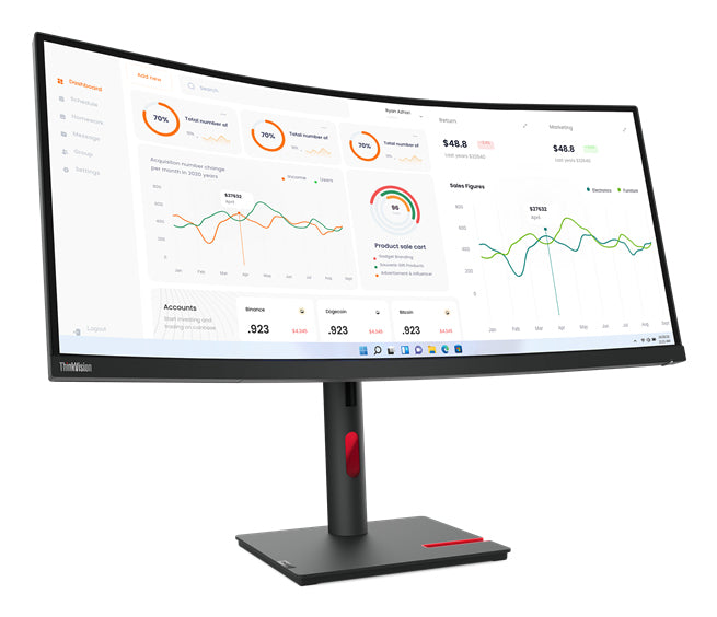 Lenovo ThinkVision T34w-30 Monitor 86,4 cm (34") 3440 x 1440 Pixeles Wide Quad HD W-LED Negro