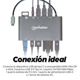 Manhattan Docking Station USB-C SuperVelocidad 7 en 1 Laptop Alámbrico USB 3.2 Gen 1 (3.1 Gen 1) Type-C 3 1