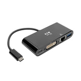 Tripp Lite U444-06N-DGUB-C Adaptador multipuerto USB-C, DVI, puerto Hub USB 3.x (5 Gbps), Gbe y Carga PD, Negro