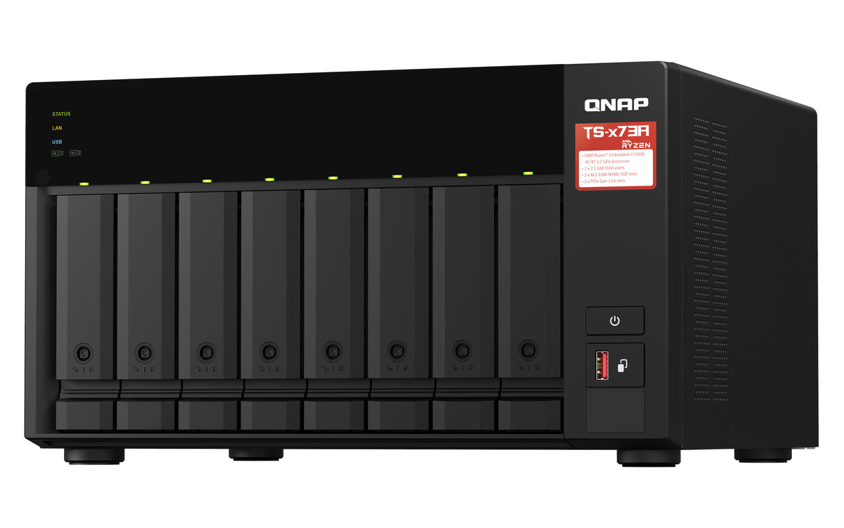 QNAP TS-873A NAS Torre Ryzen Embedded V1500B 8 GB DDR4 0 TB QuTS hero Negro