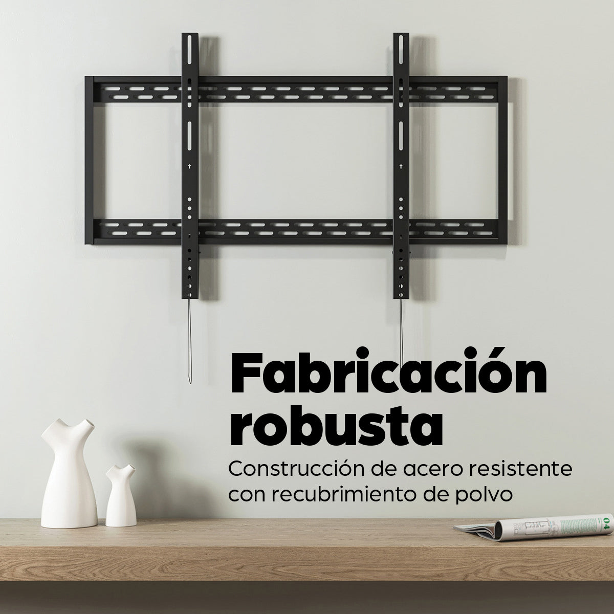 Manhattan Soporte de pared para TV/monitores (Fijo), pantallas 60"–100", Compatibilidad VESA: de 200x200 a 900x600 mm (verifique las dimensiones de los cuatro orificios de montaje traseros), carga máxima 50 kg, negro Monitor negro