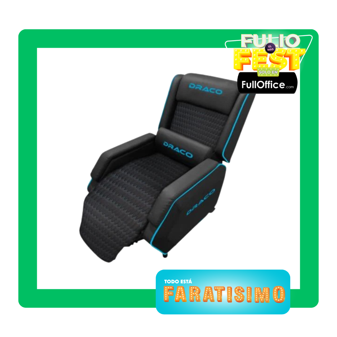 Sofá Gamer Reclinable Dragon Xt Modelo Draco Color Negro-Azul