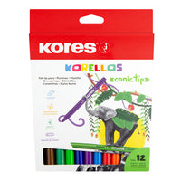 Plumones Lavables Kores Korello de Punta Cónica Estuche C/12 Colores Surtidos