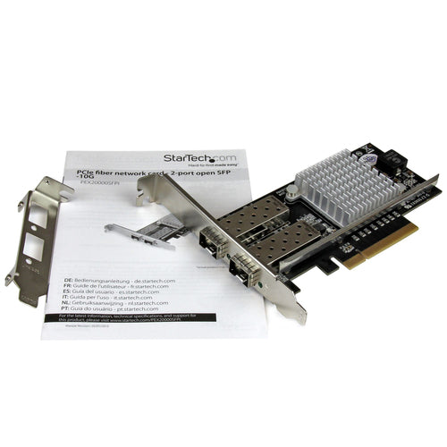 StarTech.com Tarjeta PCI Express de Red de Fibra de 10GB con 2 Puertos de SFP+ Abiertos Tarjetas de red Alámbrico PCI Ex