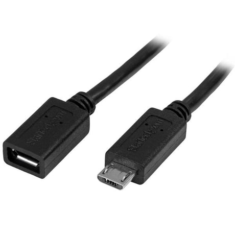 StarTech.com Cable de 50cm Micro USB de Extensión - Macho a Hembra Cable USB 2.0 Micro-USB B Micro-USB B Macho