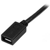 StarTech.com Cable de 50cm Micro USB de Extensión - Macho a Hembra Cable USB 2.0 Micro-USB B Micro-USB B Macho