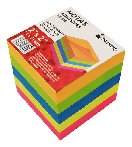 Nextep NE-056 nota autoadhesiva Plaza Azul, Verde, Naranja, Rosa, Amarillo 100 hojas Autoadhesivo