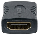 Manhattan Acoplador/conector HDMI recto, 4K@60 Hz, apto para TODOS los usos 4K y 1080p/HD, une 2 cables HDMI de hasta 5 m por lado, hembra/hembra, negro, Ultra HD 4K×2K, garantía de por vida, equivalente a GCHDMIFF Cable HDMI HDMI Hembra Hembra