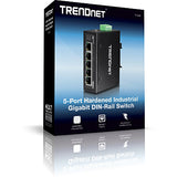 TRENDnet 5-Port Hardened Industrial Gigabit DIN-Rail Switch, 10 Gbps Switching Capacity, IP30 Rated Network Switch (-40 