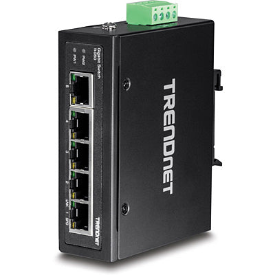 TRENDnet 5-Port Hardened Industrial Gigabit DIN-Rail Switch, 10 Gbps Switching Capacity, IP30 Rated Network Switch (-40 