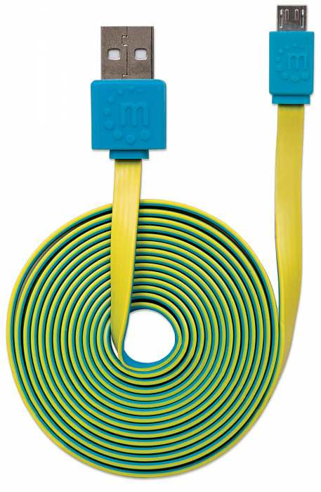 Manhattan Cable plano de Alta Velocidad Micro-B USB Cable USB 2.0 USB A Micro-USB B Macho/Macho