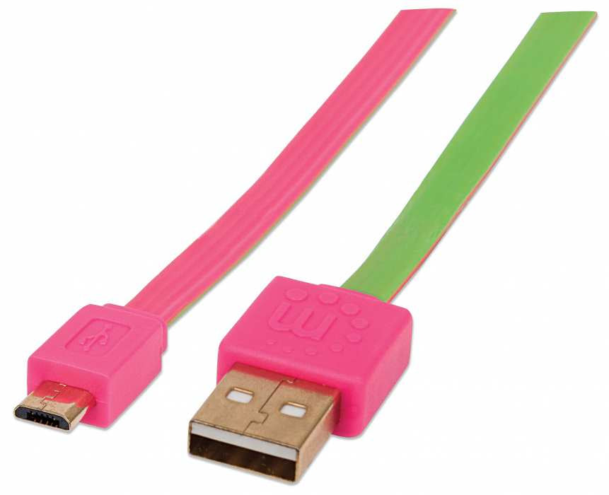 Manhattan Cable plano de Alta Velocidad Micro-B USB Cable USB 2.0 USB A Micro-USB B Macho/Macho