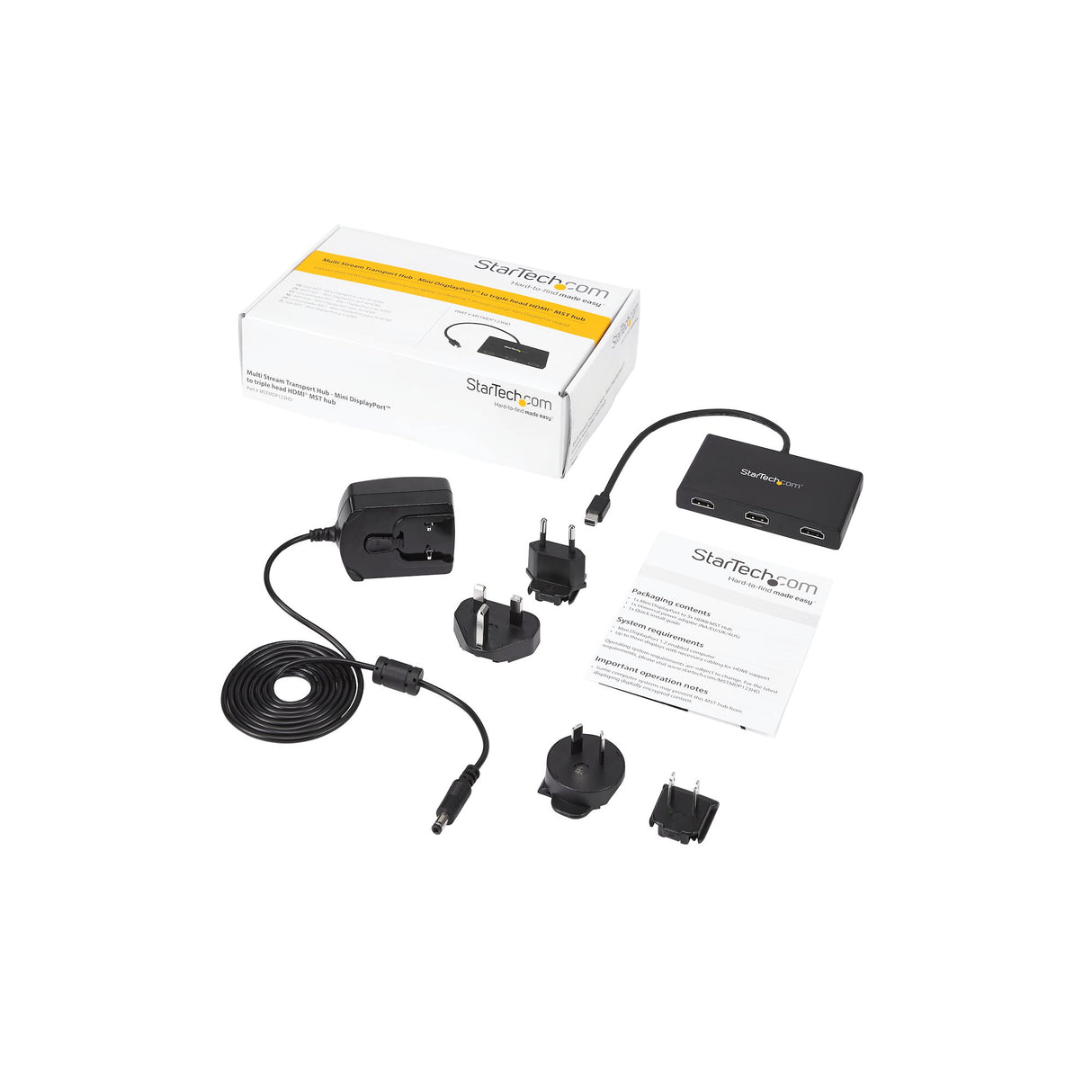 StarTech.com Concentrador MST - Mini DisplayPort a 3x HDMI divisores de vídeo Mini DisplayPort 3x HDMI 3 Negro
