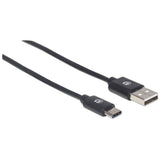 Manhattan Cable USB-C a USB-A, 1 m, macho a macho, 480 Mbps (USB 2.0), negro, garantía de por vida, equivalente a USB2AC1M Cable USB 2.0 USB C USB A Macho/Macho