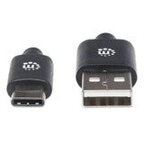 Manhattan Cable USB-C a USB-A, 1 m, macho a macho, 480 Mbps (USB 2.0), negro, garantía de por vida, equivalente a USB2AC1M Cable USB 2.0 USB C USB A Macho/Macho