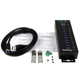 StarTech.com Hub Industrial de 10 Puertos USB 3.0 - 5Gbps - Ladrón Concentrador USB-A con Protección Antiestática ESD y 