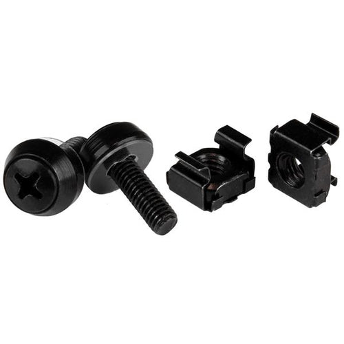 StarTech.com Paquete de 100 Tornillos y Tuercas Enjauladas Cage Nuts M5x12mm - Negro Accesorios para rack Tornillo Negro