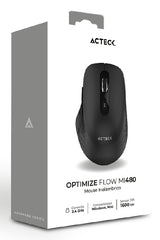 Mouse ACTECK Confortable y Elegante Optimize Flow MI480 Inalámbrico / 2.4 MHz / 1600 DPI / 6 Botones / Batería 2x AAA In