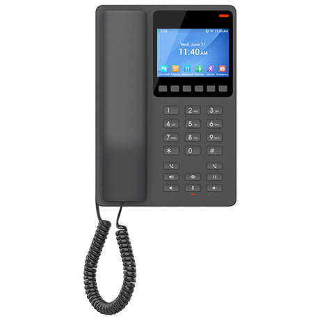 GHP631, Teléfono Hotelero IP Negro, LCD Color 3.5", 2 SIP 2 líneas, GDMS, soporta PoE