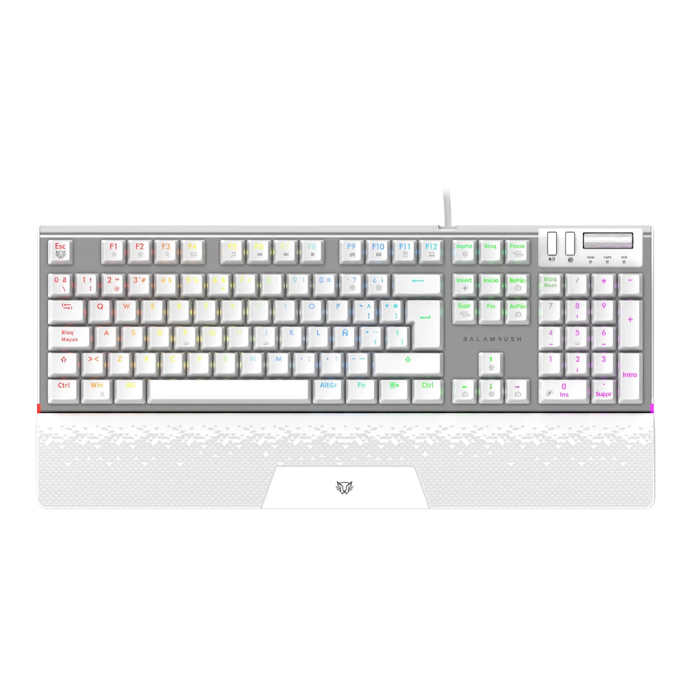 Balam Rush BR-936798 teclado Juego USB Blanco, Tamaño completo (100%), Alámbrico, Interruptor mecánico