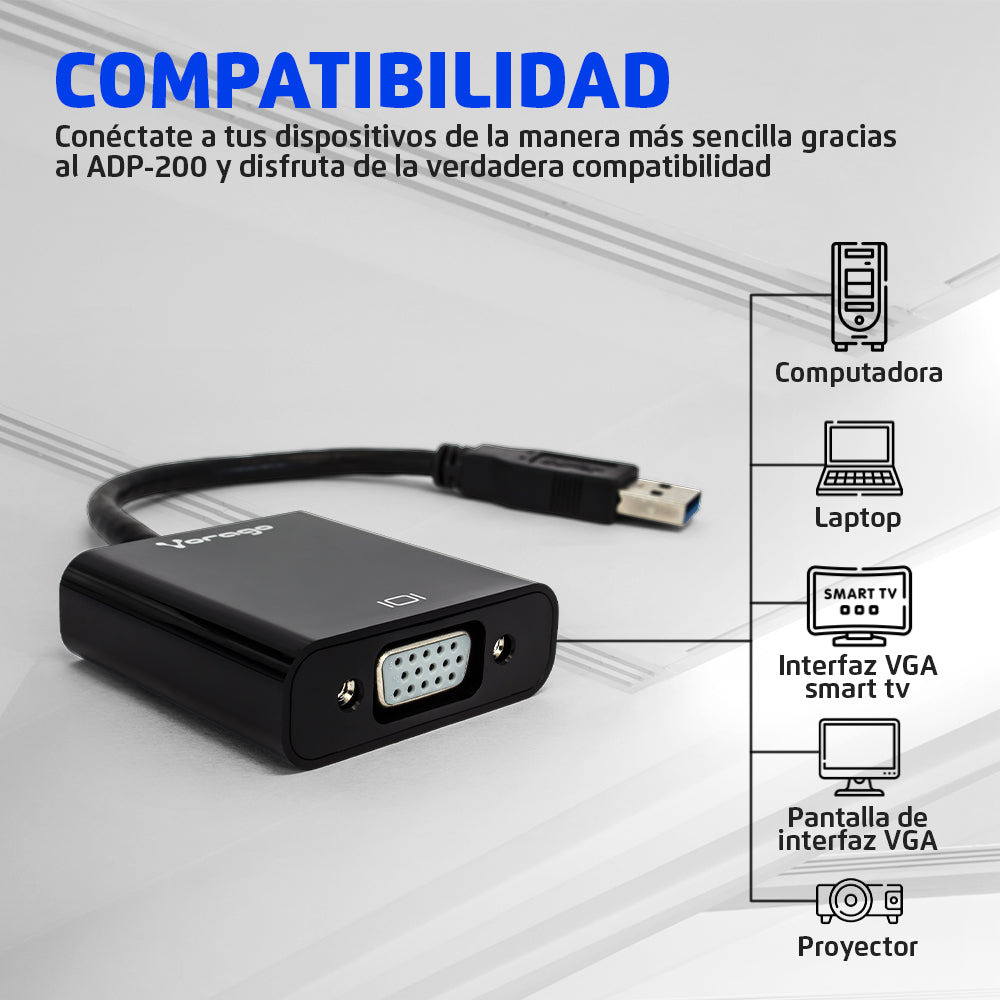 CONVERTIDOR VORAGO USB 2.0 / 3.0 A VGA (FULL HD CON USB 3.0) ADP-200
