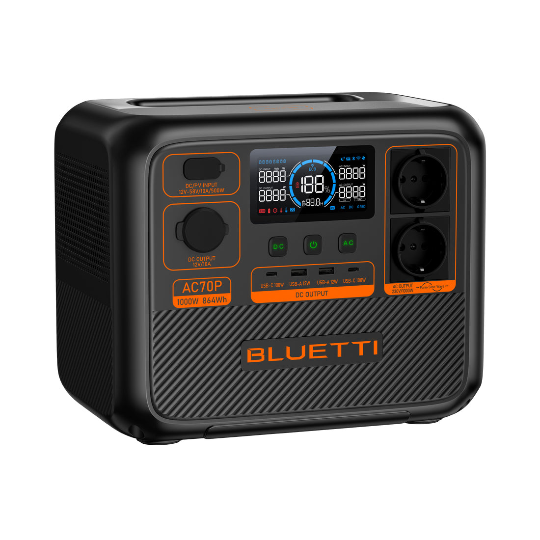 Bluetti AC70P estación de energía portátil Fosfato de hierro-litio (LiFePo4) 1000 W 10,7 kg
