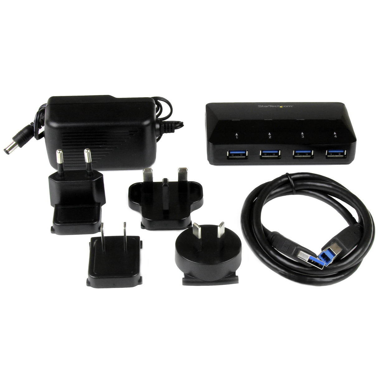 StarTech.com Concentrador USB 3.0 de 4 Puertos - 5Gbps - Ladrón con Puertos de Carga y Sincronización - Hub con 1 Puerto de 2,4A hubs de interfaz USB 3.2 Gen 1 (3.1 Gen 1) Type-B USB 3.2 Gen 1 (3.1 Gen 1) Type-A 5 5