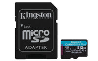 Kingston Technology Tarjeta microSDXC Canvas Go Plus Gen4 de 512 GB, 200 MB/s, A2 U3 V30 y adaptador Memoria Flash 512 GB MicroSD 200 MB/s 160 MB/s