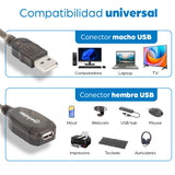 Manhattan Cable de Extensión Activa USB de Alta Velocidad Cable USB 2.0 USB A USB A Macho/Hembra