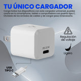 CARGADOR PARA PARED AU-250-V2 QUICK CHARGE 3.0A PD 20W TIPO C BLANCO