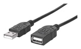 Manhattan Cable alargador USB-A a USB-A, 1,8 m, macho a hembra, 480 Mbps (USB 2.0), negro, garantía