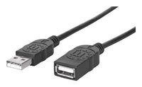 Manhattan Cable alargador USB-A a USB-A, 1,8 m, macho a hembra, 480 Mbps (USB 2.0), negro, garantía