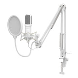 Kit de micrófono de condensador XZ-260 con filtro anti-pop soporte de brazo Conexión USB Blanco