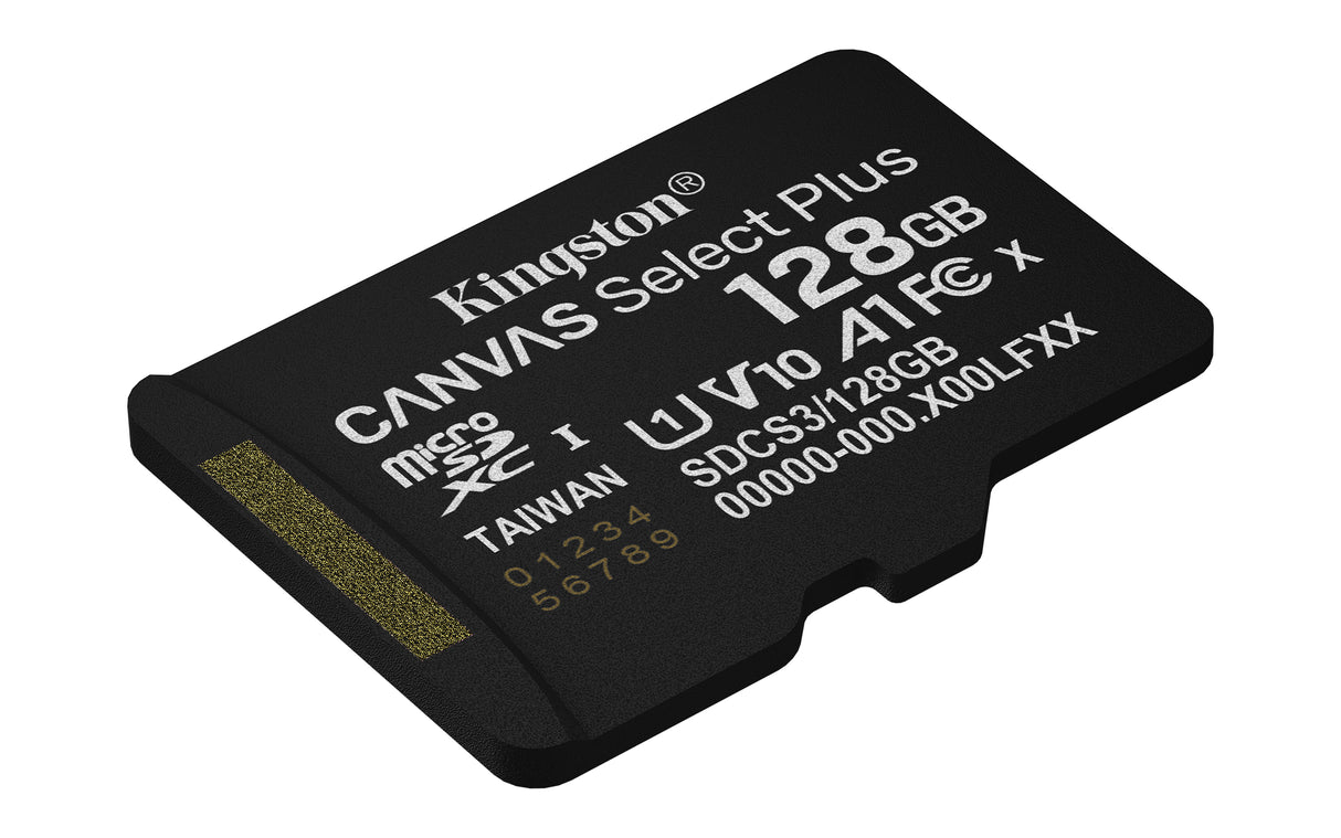 Kingston Technology 128GB microSDXC Canvas Select Plus Gen3 150MB/s A1 (Incluye adaptador de SD) Memoria Flash 128 GB MicroSDXC 150 MB/s UHS-I