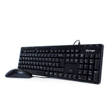 Vorago KM-105 teclado Ratón incluido Universal USB QWERTY Español Negro, Tamaño completo (100%), Alámbrico