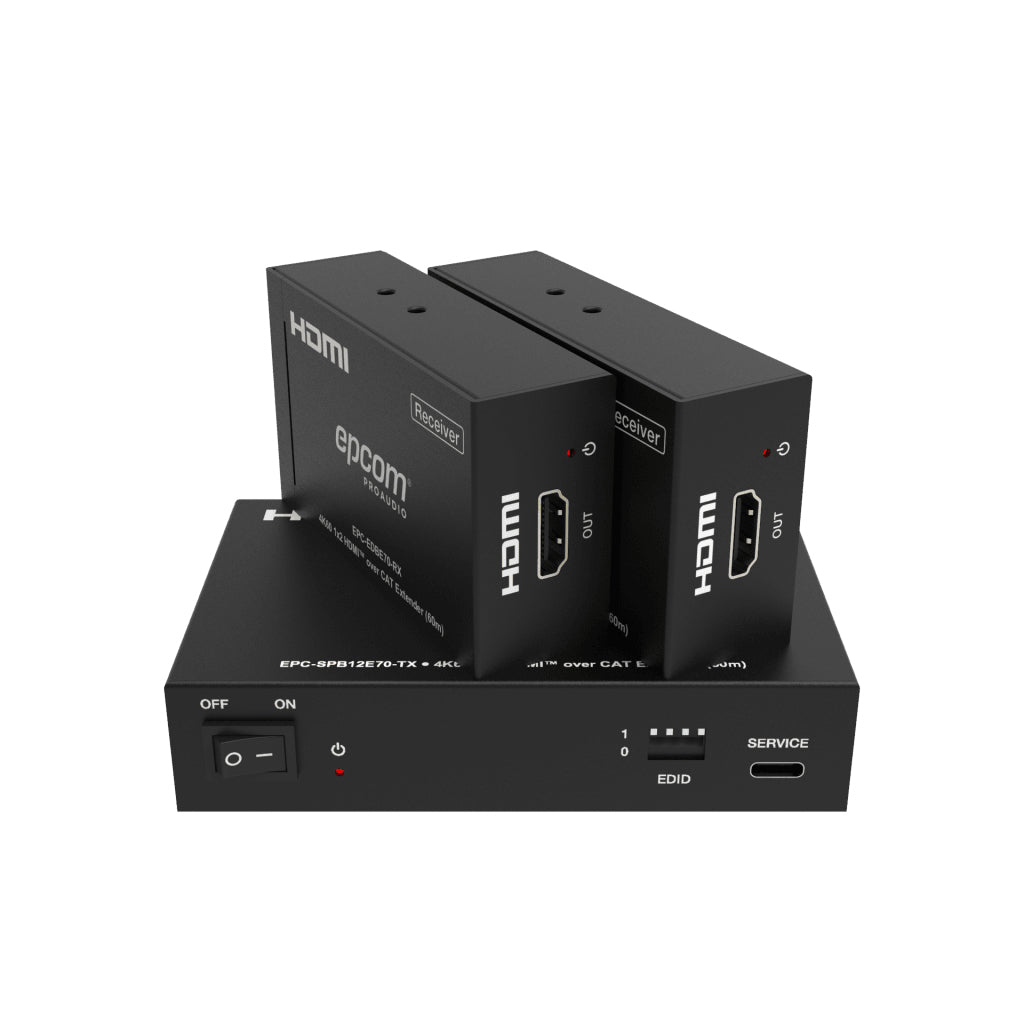 Epcom EPC-SPB12E70 extensor audio/video Transmisor y receptor de señales AV Negro