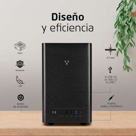Vorago GAB-210-BK gabinete de computadora Midi Tower Negro 500 W, Micro ATX, Mini-ATX