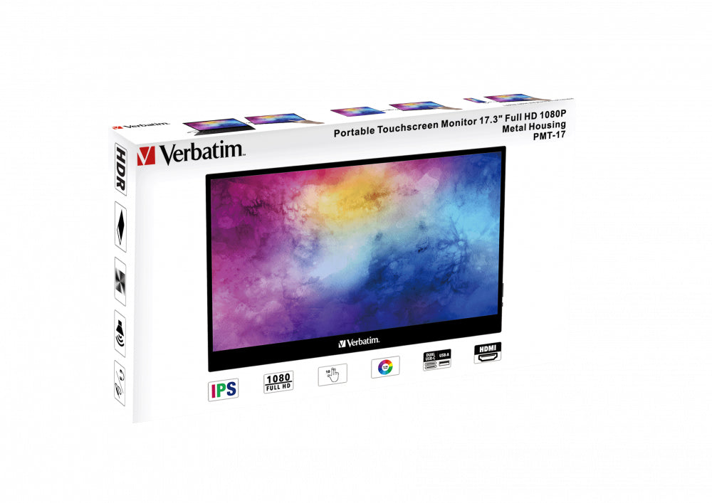 Verbatim 49593 pantalla para PC 43,9 cm (17.3") 1920 x 1080 Pixeles Full HD LCD Pantalla táctil Negro