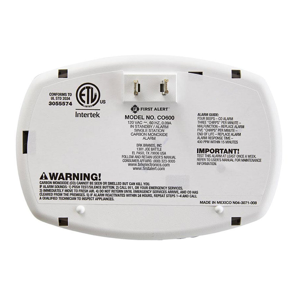 First Alert CO600 detector de gas Monóxido de carbono (CO)